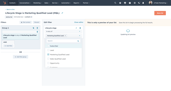 HubSpot Active Lists You Need to Set Up Immediately - Lifecycle Stage